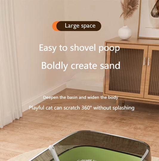 Kitty Sandbox Cat Litter Box Semi-enclosed Splashproof Cat Tray Cat Toilet Cleaning Basin Supplies Pet Toilet Kitten Tray Bedpan