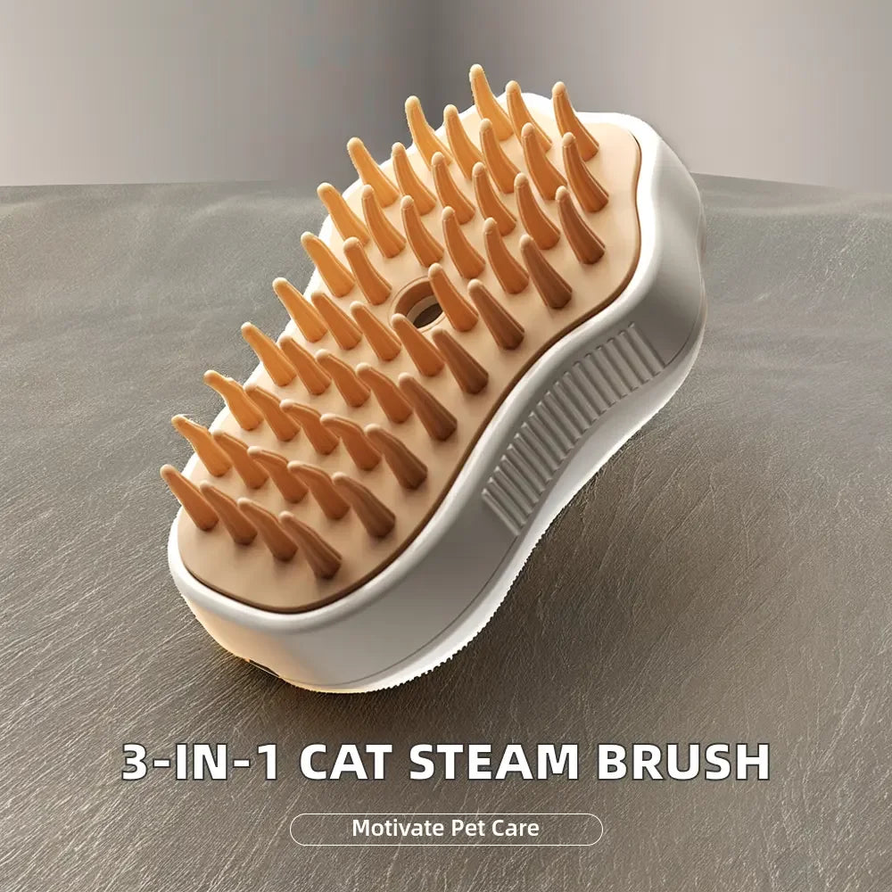 2024 Multifunctional Rotating Cat Grooming Steamer Brush Pet Hair Removal Spray Massage Comb 3 In1 Self Cleaning Steam Cat Brush