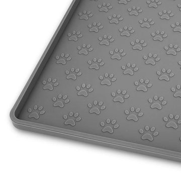 TESTE Silicone Paw Print Dog Feeding Mat, Anti-Overflow Raised Edge Pet Placemat for Dog Food and Water Bowl